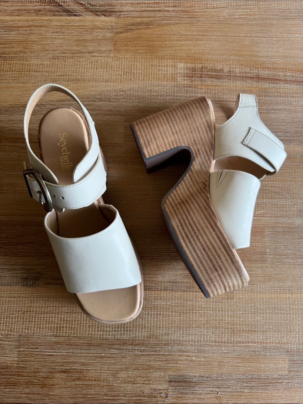 Anthropologie Seychelles Mosh Pit Platform sandals Leather Stacked Heel 7.5 - Picture 3 of 10